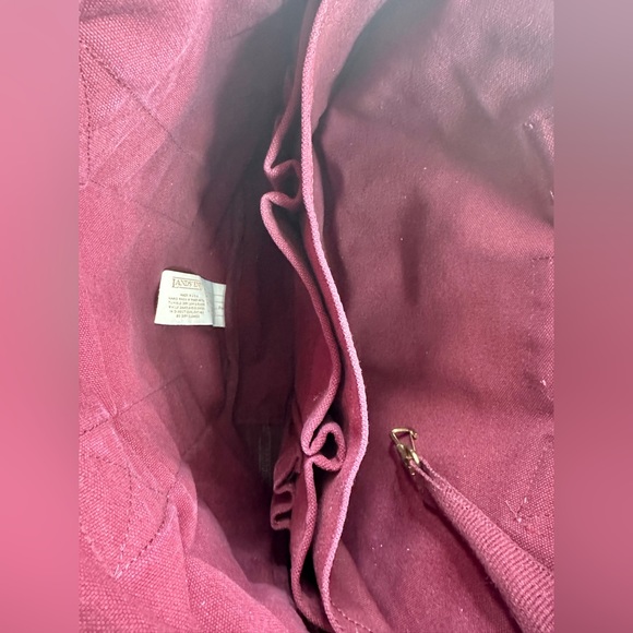 Lands End Vintage Y2K Burgundy Maroon Waxed Canvas Laptop Briefcase Bag Business - Picture 10 of 11